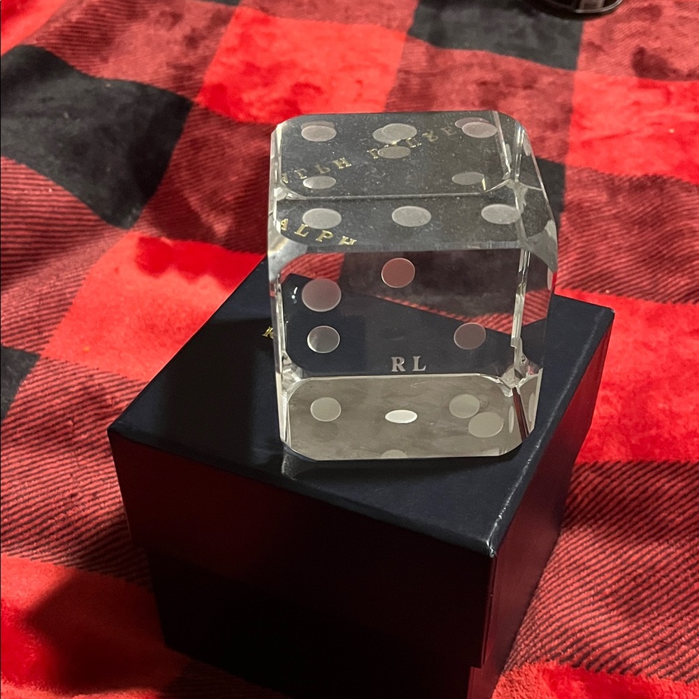 Ralph Lauren Die Paperweight Dice Desk Obiect with box Glass